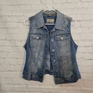 Y2k 2000s Ymi Denim Vest Sz Lg Biker Grunge